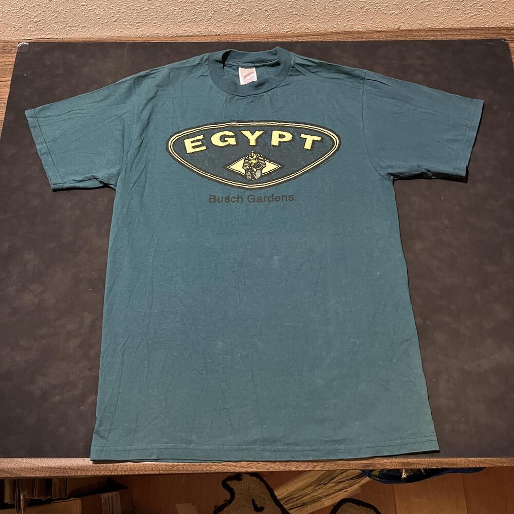 Vintage Busch Gardens Egypt Shirt Mens Large Green Graphic Tee Theme Park 90s